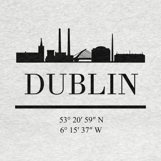 DUBLIN IRELAND BLACK SILHOUETTE SKYLINE ART by deificusArt